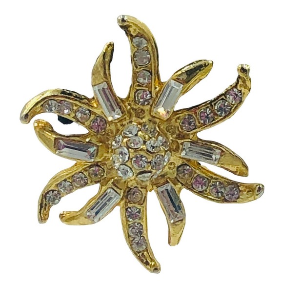 18KGP Sun Soleil Swarovski Element Austrian Crystal Rhinestone Clip On Earrings - Picture 8 of 10